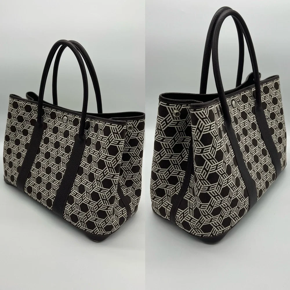 Authentic Hermès canvas/ brown leather Garden party 36 - Picture 5 of 17